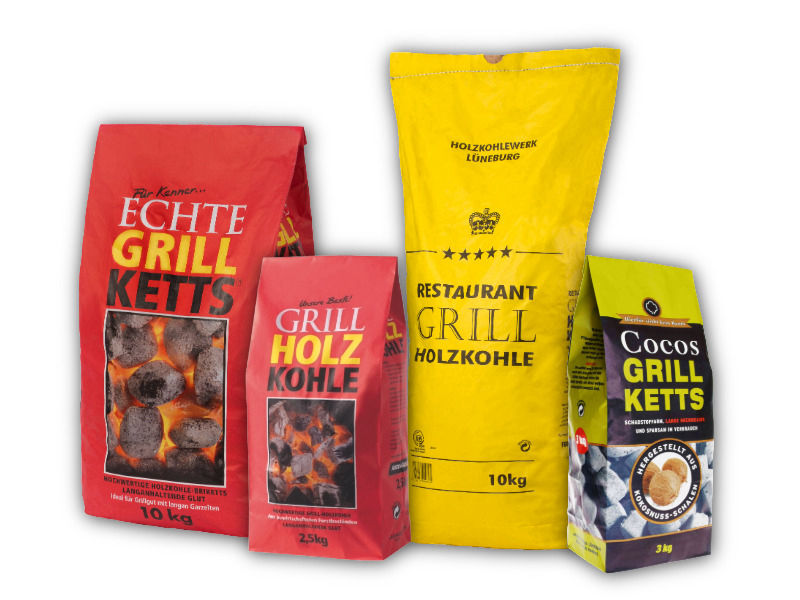 Holzkohle verschiedene Tüten